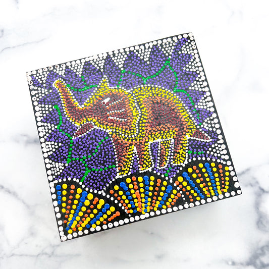 7' Square Box Aborigine Elephant