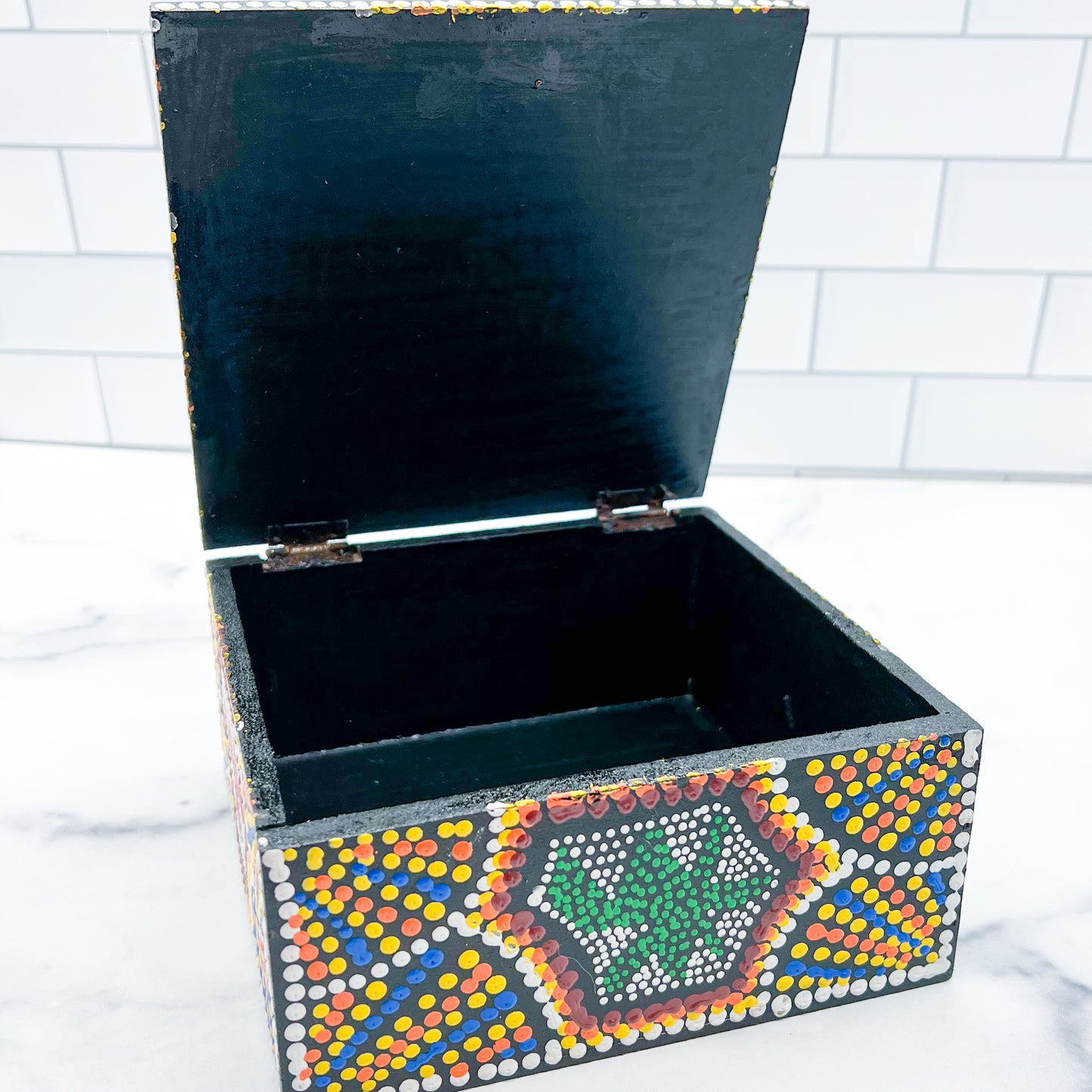 7' Square Box Aborigine Elephant