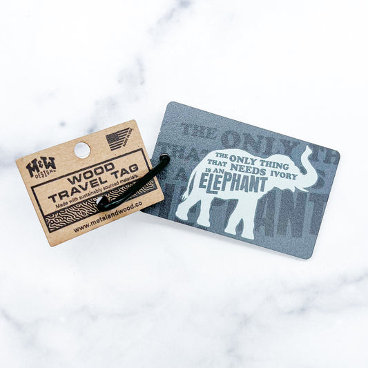 Only Elephants Wooden Luggage Tag