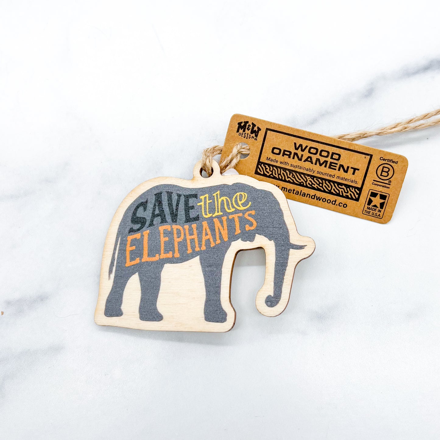 Save the Elephants Wood Ornament
